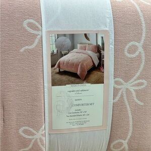 Cupcakes and Cashmere Pink and White Comforter Set with All Over Bow Design
